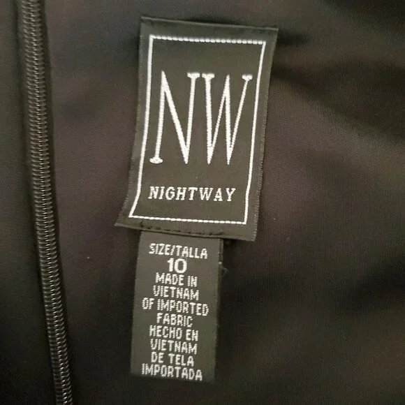 NW Nightway Side Slit Long Black Formal Prom Dress Size 10 - Picture 6 of 8